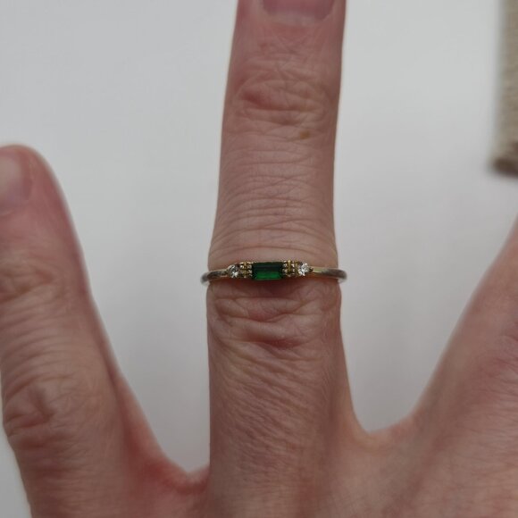 Size 6 Worn Gold Plated Over Sterling Silver Cubic Zirconia Ring A2906 - Picture 2 of 7